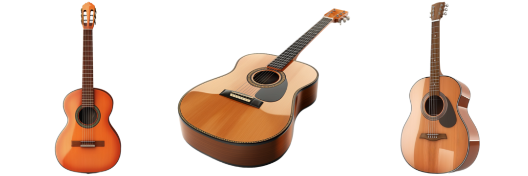 Classical Guitars Isolated on Transparent Background