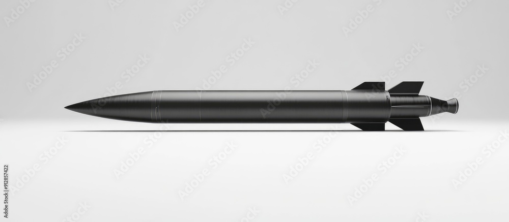 Poster isolated missile on a plain background 3d rendering illustration