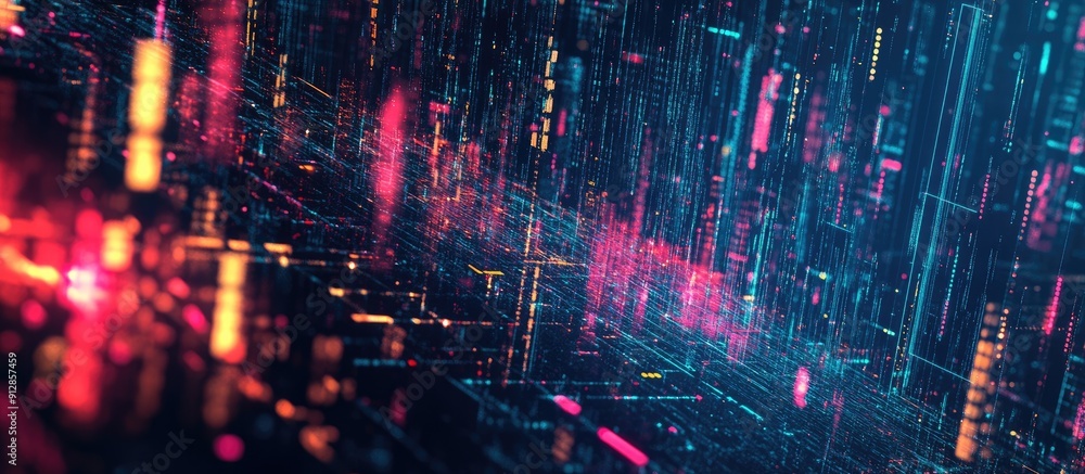 Poster futuristic 3d rendering of the year 2032 featuring dynamic screen effects and visual glitches amazin