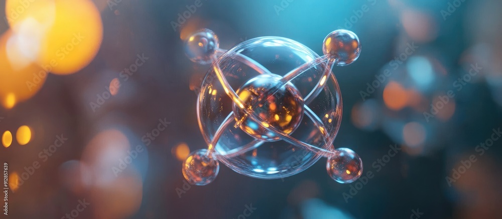 Poster isolated transparent atom in 3d rendering showcasing physics concepts