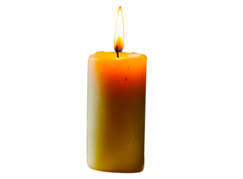 burning candle on with PNG transparent background
