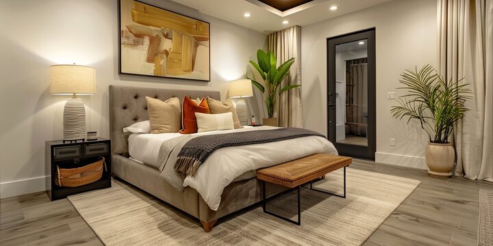 bedroom mockup, los angeles condo interior design 
