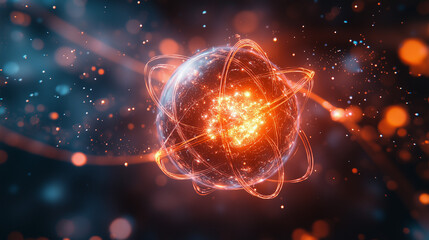 Obraz premium Advanced quantum mechanics technology is illustrated through simulations of quantum particles on a digital screen. 