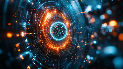 Obraz premium Quantum particles are depicted on a screen, illustrating the latest advancements in quantum mechanics technology. 