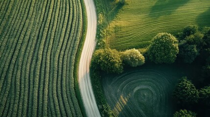  Farm landscape, agricultural fields, beautiful countryside, country road. 