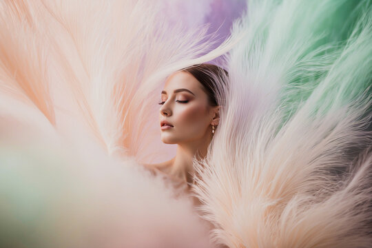 Image suspended amidst a delicate, ombre-inspired pastel gradient with soft feathery. Warm and gentle background perfect for a motivational quote