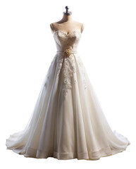 Fototapeta premium Elegant white wedding dress isolated on transparent background