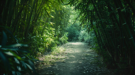 Obraz premium Quiet Pathway Through a Bamboo Forest