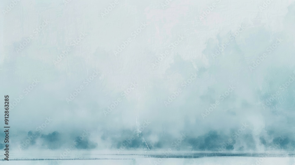 Poster empty canvas with soft borders, faint foggy details suggesting a mysterious distant landscape.