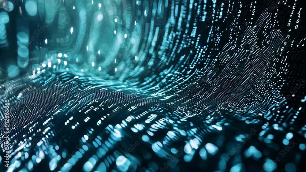 Poster abstract digital waves background. future and futuristic technology. neon particles waveform 3d anim