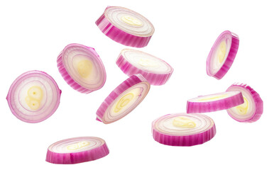 PNG Floating red onion slices isolated