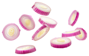 PNG Floating red onion slices isolated