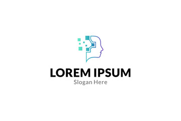 Fototapeta premium brain logo with technology combination in flat design style