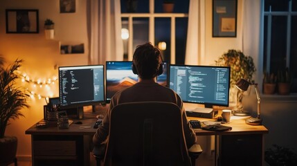 Fototapeta premium Cozy Home Office Setup for Freelancers