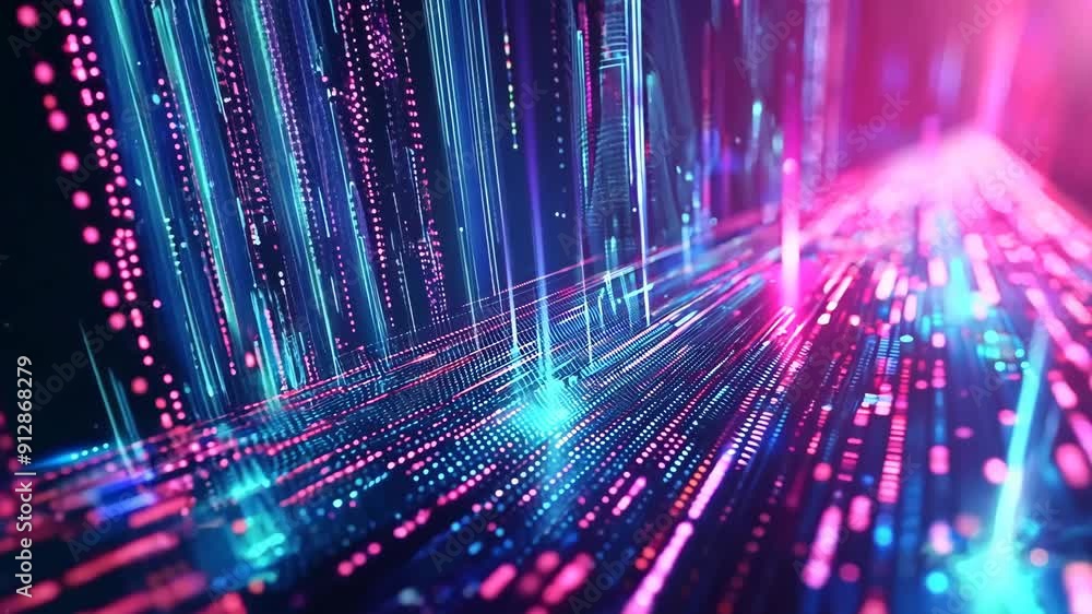 Poster futuristic light trails abstract background. dynamic digital animation. high-speed data transmission
