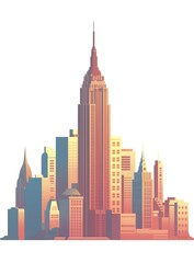 Fototapeta premium Modern City Skyline Illustration With Buildings
