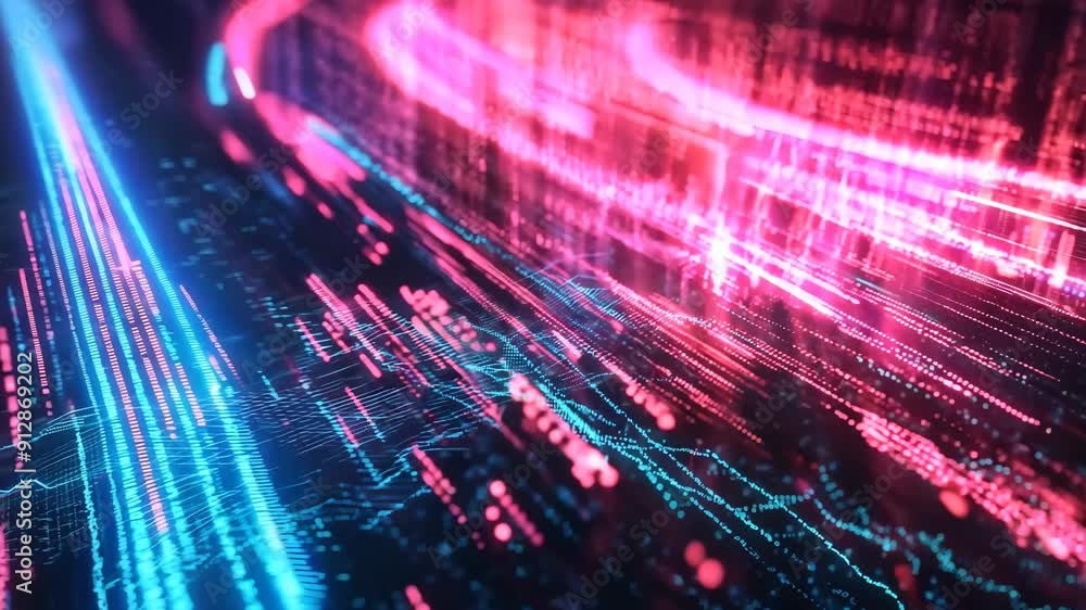 Poster futuristic light trails abstract background. dynamic digital animation. high-speed data transmission