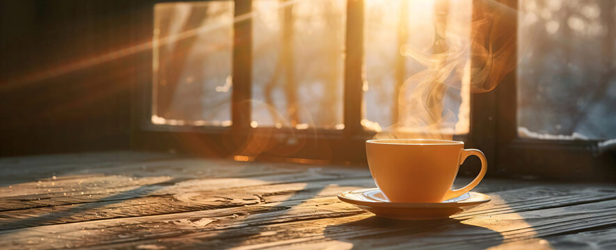 Warm Cup of Coffee on a Sunny Morning.
