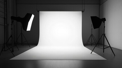 empty studio room with spotlights