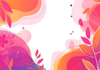Abstract Floral Background With Pink Orange And Yellow Colors