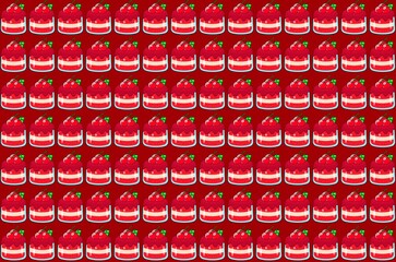 Strawberry cake, cherry, red candy with cherry, pudding, pattern, background