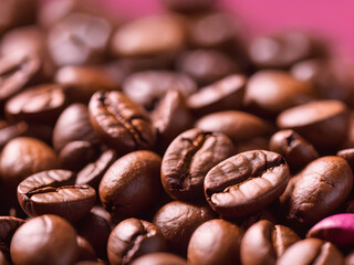 Coffee and Beans with pink Background