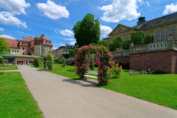 Kurpark und Rosengarten im Staatsbad Bad Kissingen, Unterfranken, Franken, Bayern, Deutschland