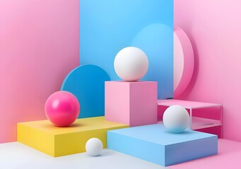 Fototapeta premium Abstract Geometric Shapes in Pastel Colors