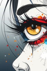 Obraz premium Intricate Eye Doodle with Abstract Patterns on Bold Background - Creative Illustration for Design Concepts