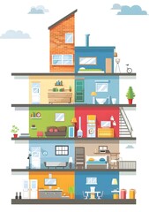 Cross Section of a Modern House Illustration