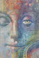 Obraz premium Illuminating Gaze - Vibrant Poster with Intricate Doodle Eye and Patterns