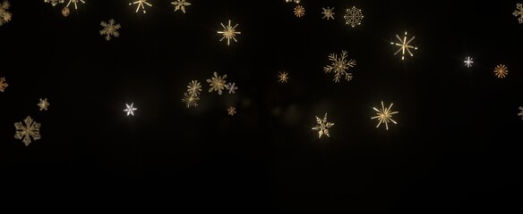 Falling snow at night. Bokeh lights