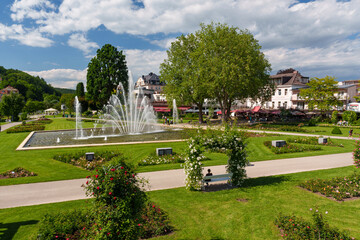 Kurpark und Rosengarten im Staatsbad Bad Kissingen, Unterfranken, Franken, Bayern, Deutschland