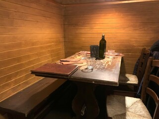 Cozy Wooden Booth at an Italian Restaurant