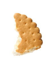 Piece of tasty sandwich cookie isolated on white