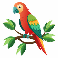 vector art parrot sitting on-a tree branch 