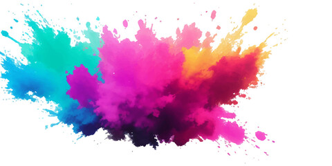 Bright colorful watercolor splash splatter stain brush strokes on white background. Modern vibrant aquarelle spot. Aquarelle explosion on white. Element. Vector watercolor illustration isolated design