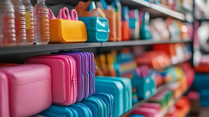 Vibrant Display of Assorted School Gear on Shelves