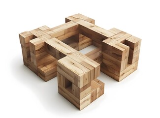 Wooden Block Structure Design Abstract Art