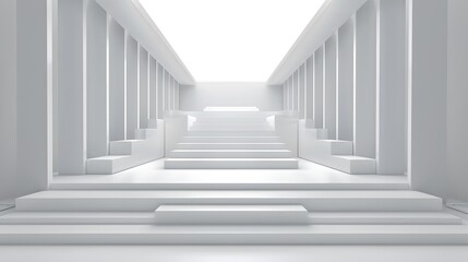 Minimalist White Stairway and Columns