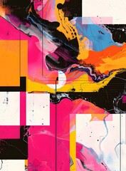 Abstract Art with Colorful Geometric Shapes and Swirls