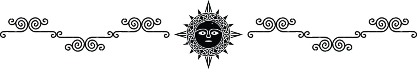 Seamless Celtic Spiral Border Graphic - Tribal Sun