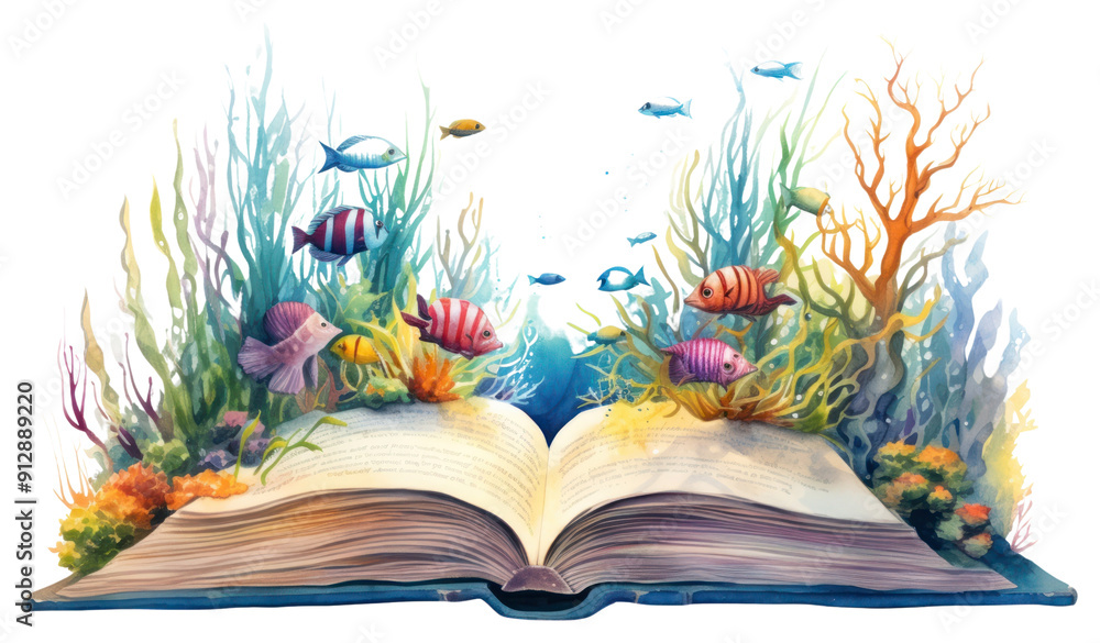 Sticker png underwater fantasy book illustration