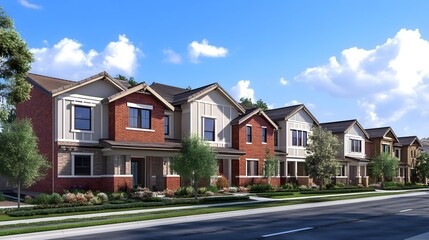 Modern Townhouses with Green Landscaping
