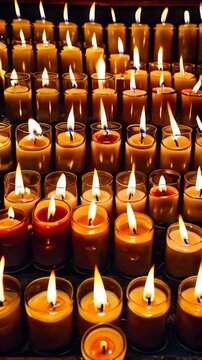 Candles with smoke in temple.