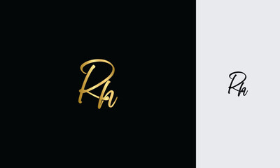 RH Initial letter luxury golden color,overlapping Shape Signature Monogram elegant monogram logo
