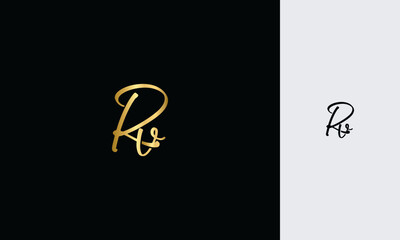 RV Initial letter luxury golden color,overlapping Shape Signature Monogram elegant monogram logo