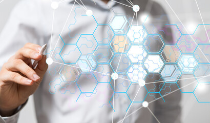 Connecting lines and dots.Big data visualization