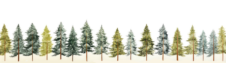 Obraz premium PNG Pine trees in snow panoramic outdoors nature.