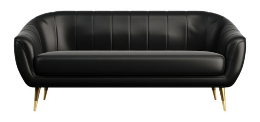 PNG Furniture leather black couch.